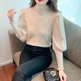 パワーショルダーニット モックネック パフスリーブ | SLENDER | 詳細画像5 