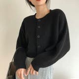 ブラック | 横リブボレロニットカーディガン ショート丈 シンプル | SLENDER