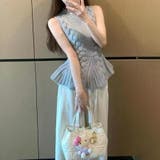 ケーブル編みペプラムノースリーブニットトップス ベスト シンプル | SLENDER | 詳細画像6