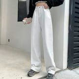 ホワイト | ウエストホックタックデニムパンツ カジュアル シンプル | SLENDER