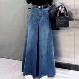 ハイウエストデニムスーパーワイドパンツ カットオフ ロング丈 | SLENDER | 詳細画像3 