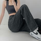ぽこぽこ生地ハイウエストストレートパンツ 凸凹生地 珍しい | SLENDER | 詳細画像8
