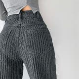 ぽこぽこ生地ハイウエストストレートパンツ 凸凹生地 珍しい | SLENDER | 詳細画像6