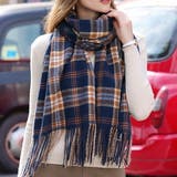 ネイビー | チェック柄マフラー ストール レトロチェック | SLENDER