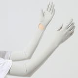 グレー | 指先までしっかりUV手袋仕様ロングアームカバー 滑り止め付き手袋 接触冷感 | SLENDER