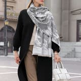 総柄大判カシミヤタッチストール マフラー ひざ掛け | SLENDER | 詳細画像4