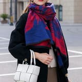 レッド | 総柄大判カシミヤタッチストール マフラー ひざ掛け | SLENDER