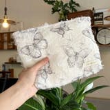 グレー | バタフライ柄マルチポーチ 化粧品収納 メイク道具 | SLENDER