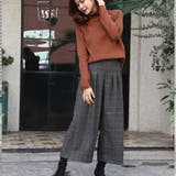 ワイドパンツ チェック ウール混スカンツ | SLENDER | 詳細画像18 