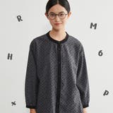 CHARCOAL | 長袖ブラウスシャツフロッキープリント異素材切替トップス | On One's Own