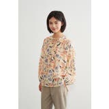 麻混花柄フリルVネックブラウスリボン付きブラウス 長袖トップス | On One's Own | 詳細画像7