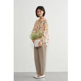 麻混花柄フリルVネックブラウスリボン付きブラウス 長袖トップス | On One's Own | 詳細画像11