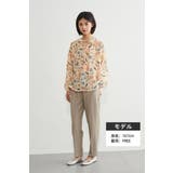 麻混花柄フリルVネックブラウスリボン付きブラウス 長袖トップス | On One's Own | 詳細画像6