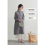 長袖シャツチュニックジャガード織りワンピース麻混 | On One's Own | 詳細画像7 