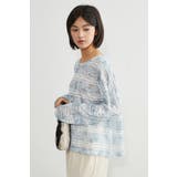 麻混ラッセル素材太ボーダー長袖プルオーバーシアートップス | On One's Own | 詳細画像2