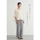 ギンガムチェックストレートパンツリラックスウエスト総ゴムロングパンツ | On One's Own | 詳細画像2