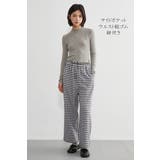 ギンガムチェックストレートパンツリラックスウエスト総ゴムロングパンツ | On One's Own | 詳細画像4