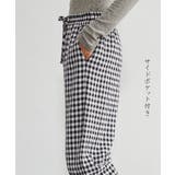 ギンガムチェックストレートパンツリラックスウエスト総ゴムロングパンツ | On One's Own | 詳細画像6