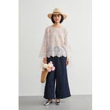 むら染めスカラップ刺繍長袖ラウンドネックシアーブラウス | On One's Own | 詳細画像6