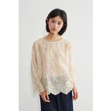 むら染めスカラップ刺繍長袖ラウンドネックシアーブラウス | On One's Own | 詳細画像3