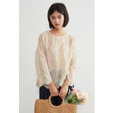 むら染めスカラップ刺繍長袖ラウンドネックシアーブラウス | On One's Own | 詳細画像13