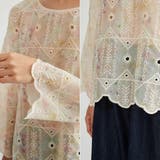 むら染めスカラップ刺繍長袖ラウンドネックシアーブラウス | On One's Own | 詳細画像9