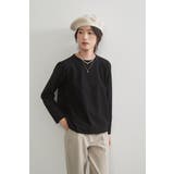 BLACK | 二重衿風ラウンドカラーダーツデザイン長袖Tシャツトップス カットソー | On One's Own