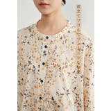 レディースフリルプリントブラウス綿100長袖シャツバンドカラー | On One's Own | 詳細画像6