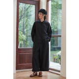 BLACK | 裾ギャザー麻綿ワイドパンツボトムスウエストゴムリラックスセットアップ対応 | On One's Own