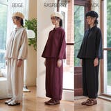 裾ギャザー麻綿ワイドパンツボトムスウエストゴムリラックスセットアップ対応 | On One's Own | 詳細画像2 