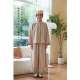 BEIGE | 裾ギャザー麻綿ワイドパンツボトムスウエストゴムリラックスセットアップ対応 | On One's Own