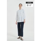 綿100%長袖シャツブラウスレディースフライプラケットクルーネック | On One's Own | 詳細画像4