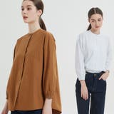 綿100%長袖シャツブラウスレディースフライプラケットクルーネック | On One's Own | 詳細画像8