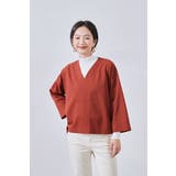 MAROON | Vネックセンターシーム長袖ミニマムシンプルプルオーバートップス | On One's Own