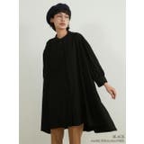 BLACK | 七分袖ロング丈ギャザー ブラウスゆったり体型カバーチュニックシャツAライン | On One's Own