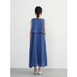 ジャガードシフォンレイヤード風フレアワンピースドレスノースリーブ裏地付き | On One's Own | 詳細画像8