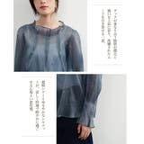 超軽シアーブラウス長袖トップスタックデザインエレガントきれいめ | On One's Own | 詳細画像5