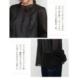 超軽シアーブラウス長袖トップスタックデザインエレガントきれいめ | On One's Own | 詳細画像9