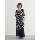 BLACK | レーヨンドット柄チュニック5分袖ルーズフィットトップスブラウス | On One's Own