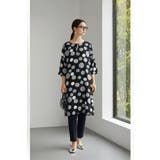 レーヨンドット柄チュニック5分袖ルーズフィットトップスブラウス | On One's Own | 詳細画像2