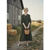 半袖ロングワンピースシフォン切替フレアタックロング丈 Aライン | On One's Own | 詳細画像12