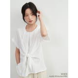 WHITE | ノット結び半袖トップス前タックシンプルブラウスレディースラウンドネック | On One's Own