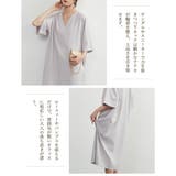 シンプルエレガントVネック半袖ワンピースワイドスリーブミニマム裾スリット | On One's Own | 詳細画像9