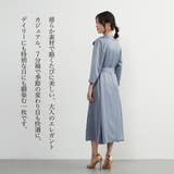 ツヤ感ドレープ素材7分袖ワンピースドレスきれいめウエストマーク | On One's Own | 詳細画像3