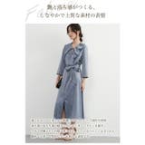 ツヤ感ドレープ素材7分袖ワンピースドレスきれいめウエストマーク | On One's Own | 詳細画像6