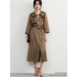 GOLDKHAKI | ツヤ感ドレープ素材7分袖ワンピースドレスきれいめウエストマーク | On One's Own