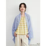 BLUE | 2WAYシアー綿混カーディガンストール羽織りコンパクト収納薄手軽量 | On One's Own