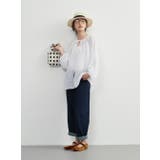 シアー 綿混長袖ギャザーブラウス薄手カーディガン軽羽織りきれい色 | On One's Own | 詳細画像12