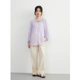 シアー 綿混長袖ギャザーブラウス薄手カーディガン軽羽織りきれい色 | On One's Own | 詳細画像13