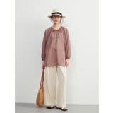 シアー 綿混長袖ギャザーブラウス薄手カーディガン軽羽織りきれい色 | On One's Own | 詳細画像10